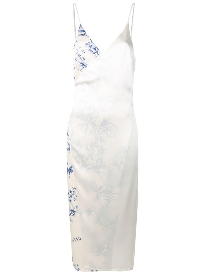 Ssheena Floral Print Wrap Slip Dress - White