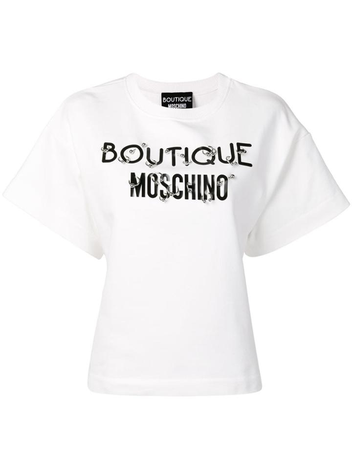 Boutique Moschino Pierced Short Sleeved Sweatshirt - White