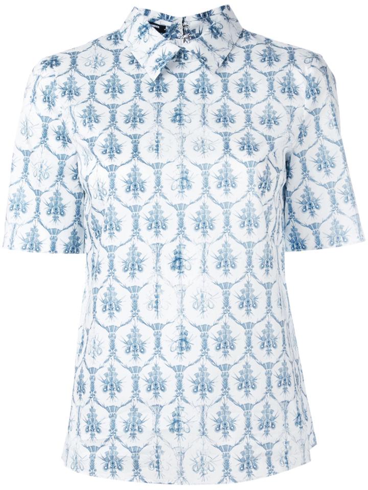 Jil Sander Navy Tile Print Collar T-shirt - Blue