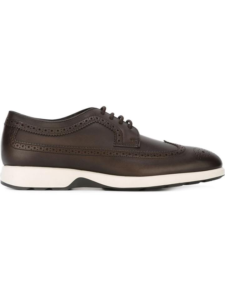 Hogan Rubber Sole Brogues, Men's, Size: 8.5, Brown, Leather/rubber