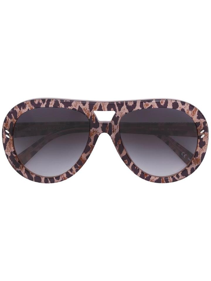 Stella Mccartney - Rounded Aviator Sunglasses - Women - Acetate - One Size, Nude/neutrals, Acetate