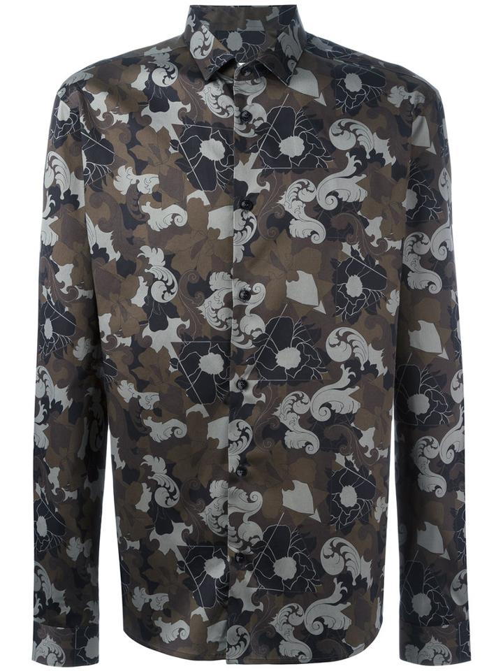 Versace Collection Printed Shirt, Men's, Size: 39, Black, Cotton/spandex/elastane