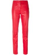 Loewe - Straight Pants - Women - Cotton/lamb Skin/spandex/elastane - 42, Red, Cotton/lamb Skin/spandex/elastane