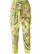 Etro Floral Print Cropped Trousers, Women's, Size: 44, Yellow/orange, Silk