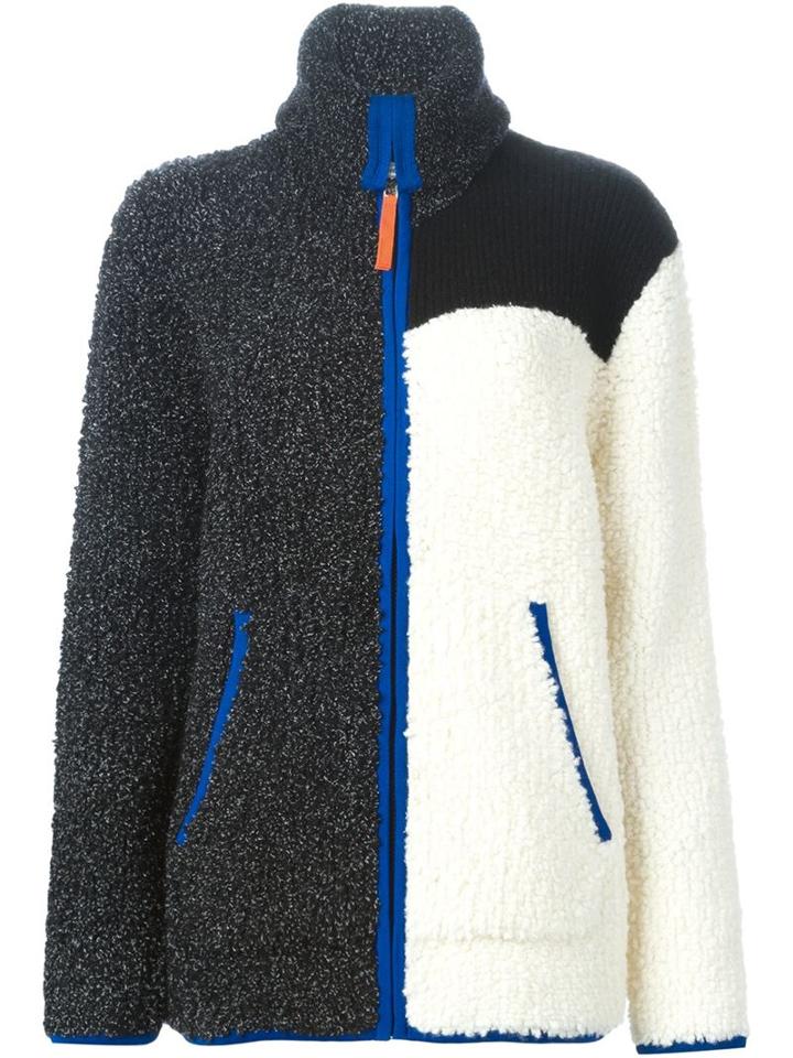 T By Alexander Wang Colour Block Chunky Cardigan, Women's, Size: Xs, Black, Wool/polyester/cotton/viscose