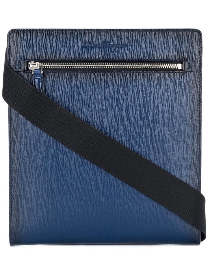 Salvatore Ferragamo Textured Crossbody Messenger Bag - Blue