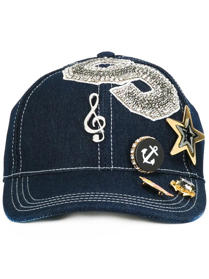Dolce & Gabbana - Music-embellishment Baseball Cap - Women - Cotton/polyester/spandex/elastane - One Size, Blue, Cotton/polyester/spandex/elastane