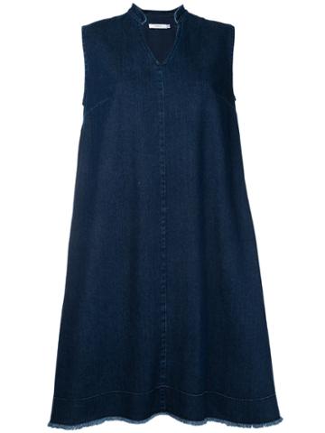 Co-mun - Slit Neck Denim Dress - Women - Cotton - 44, Blue, Cotton