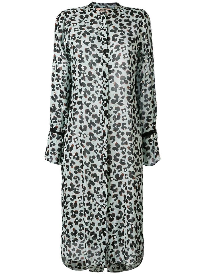 Dorothee Schumacher - Leopard Print Long Shirt - Women - Silk/metal - 1, Blue, Silk/metal