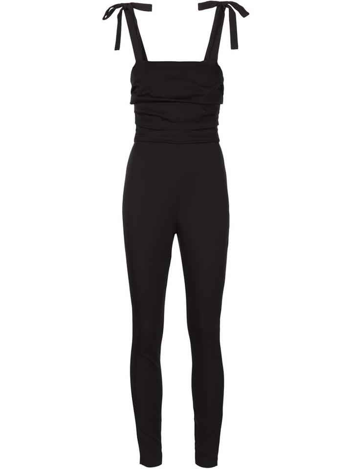 Dolce & Gabbana Tie Shoulder Strap Jumpsuit, Women's, Size: 40, Black, Silk/spandex/elastane