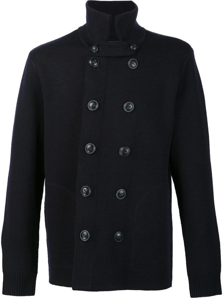Vince Double Breasted Knit Jacket, Men's, Size: Large, Blue, Wool