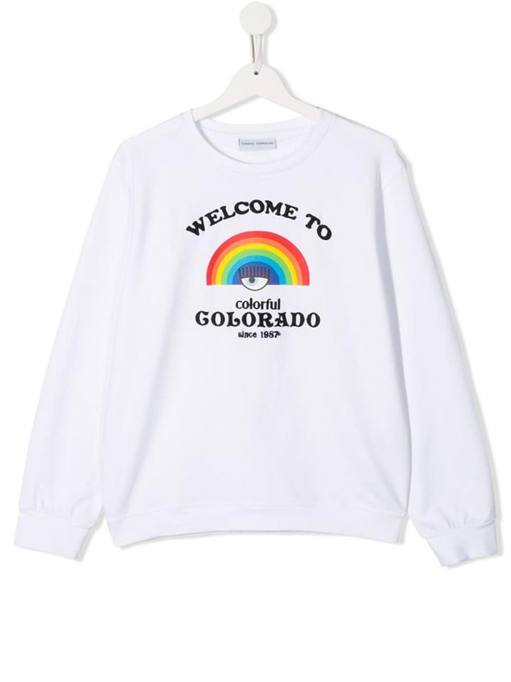 Chiara Ferragni Kids Rainbow Print Sweatshirt - White