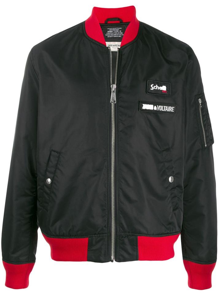 Zadig & Voltaire X Schott Contrast Trim Bomber Jacket - Black