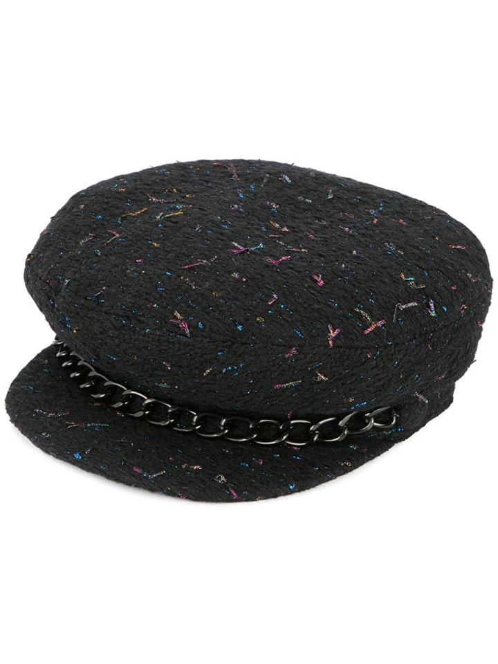 Eugenia Kim Chain Trim Baker Boy Hat - Black