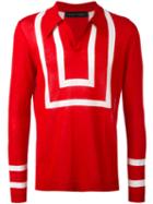 Christian Pellizzari - Striped Polo-style Sweater - Men - Cotton - 48, Red, Cotton