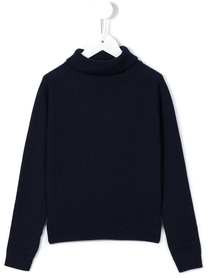 Miss Blumarine Ribbed Roll Neck Jumper, Girl's, Size: 8 Yrs, Blue
