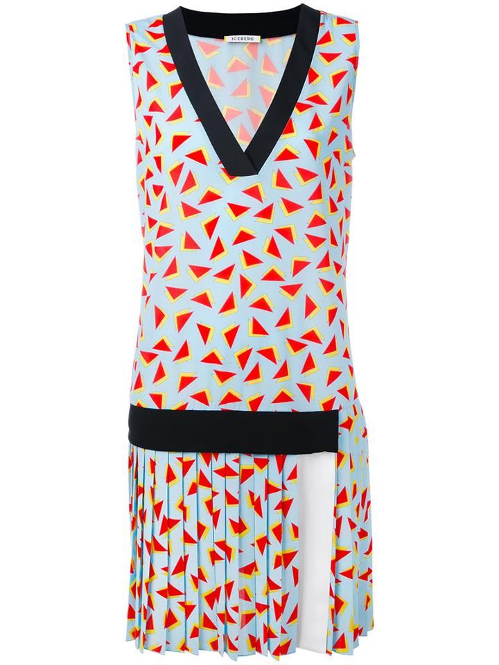 Iceberg - Drop Waist Printed Dress - Women - Polyester/spandex/elastane/viscose - 44, Blue, Polyester/spandex/elastane/viscose