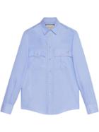 Gucci Oxford Shirt With Piglet Embroidery - Blue