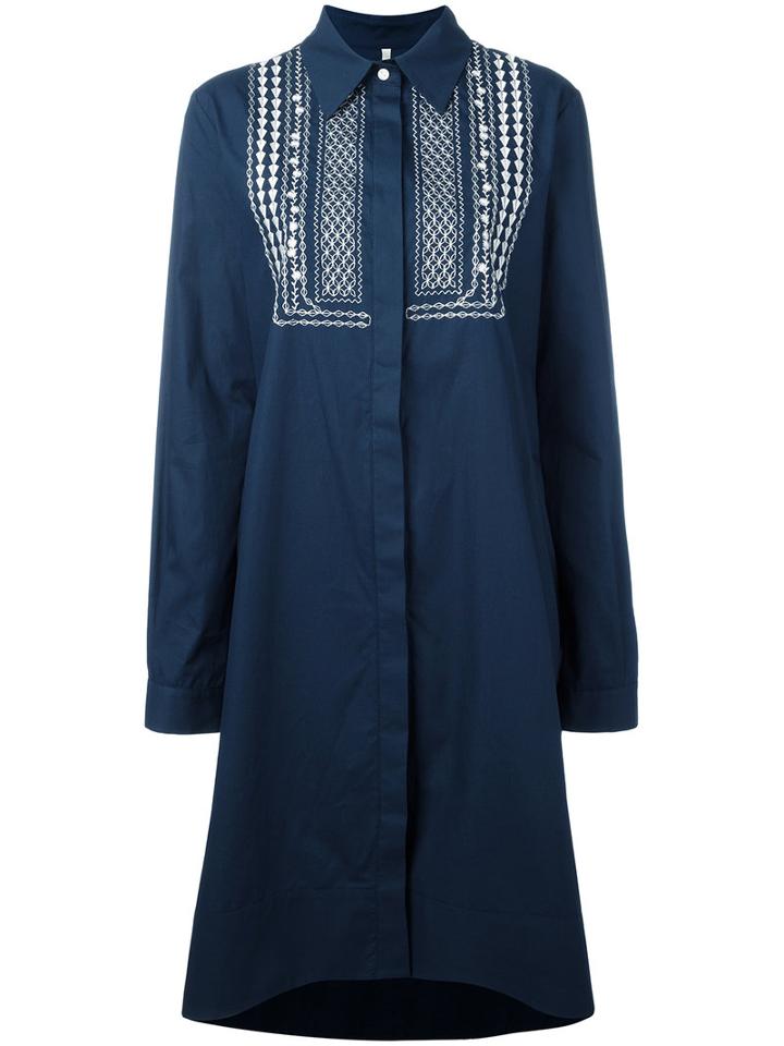 Miahatami - Embroidered Dress - Women - Cotton - 40, Blue, Cotton