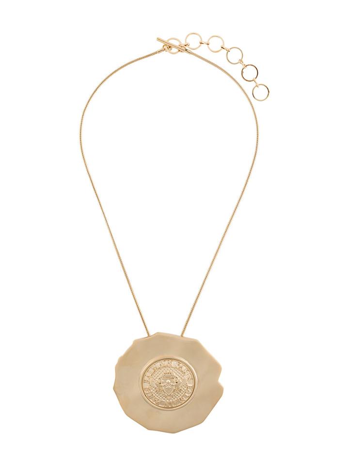 Balmain Branded Disc Necklace - Metallic