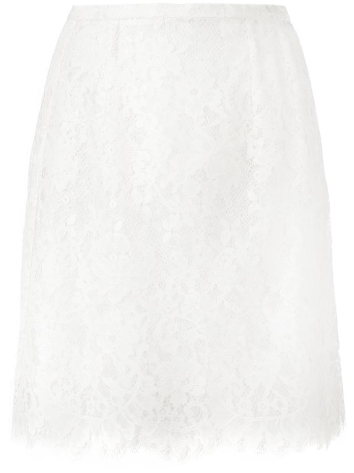 Ermanno Scervino Lace Pleat Skirt, Women's, Size: 42, White, Cotton/polyamide/polyester/silk