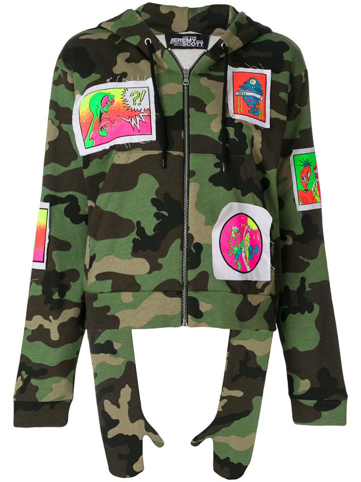Jeremy Scott Camouflage Patch Hoodie - Green