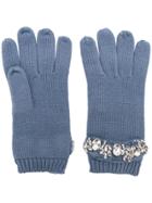 Twin-set Crystal Embellished Gloves - Blue