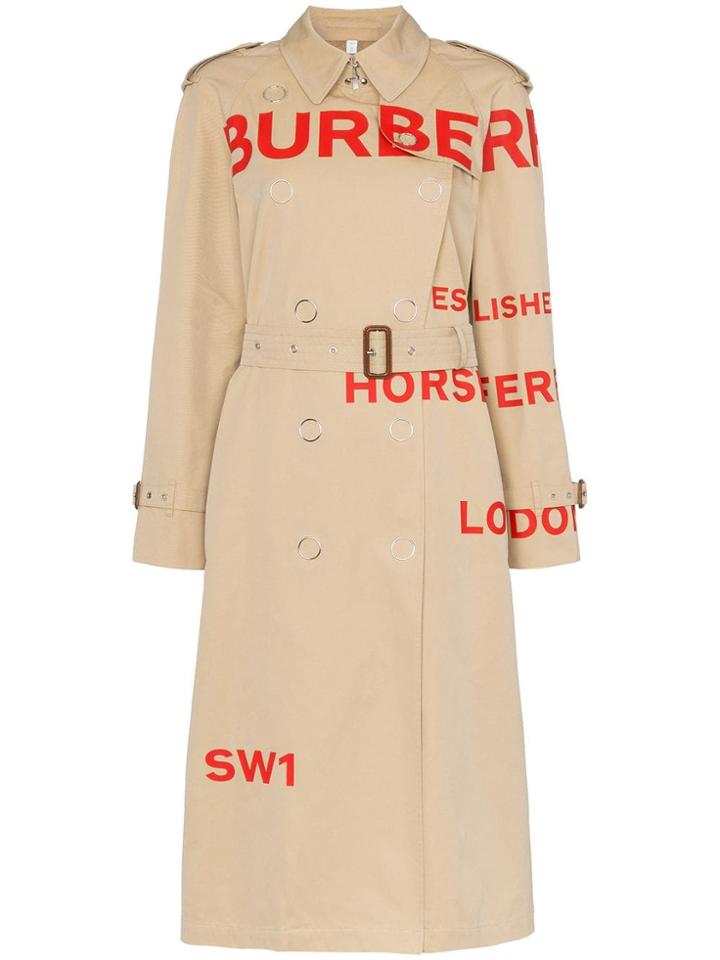 Burberry Horseferry Print Gabardine Trench Coat - Neutrals