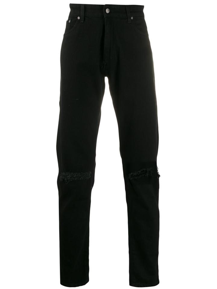 Represent Distressed Straight Leg Jeans - Black