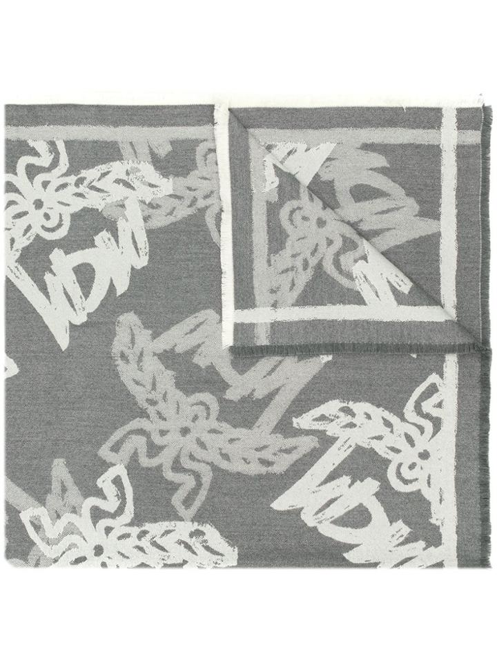 Mcm Logo Print Scarf - Grey