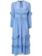 Rochas Ruffle Trim Dress - Blue