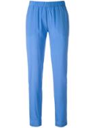 Le Tricot Perugia - Casual Trousers - Women - Silk/elastodiene - M, Blue, Silk/elastodiene
