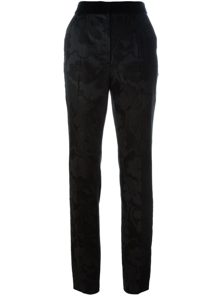 Dolce & Gabbana Floral Brocade Trousers, Women's, Size: 40, Black, Cotton/spandex/elastane/acetate