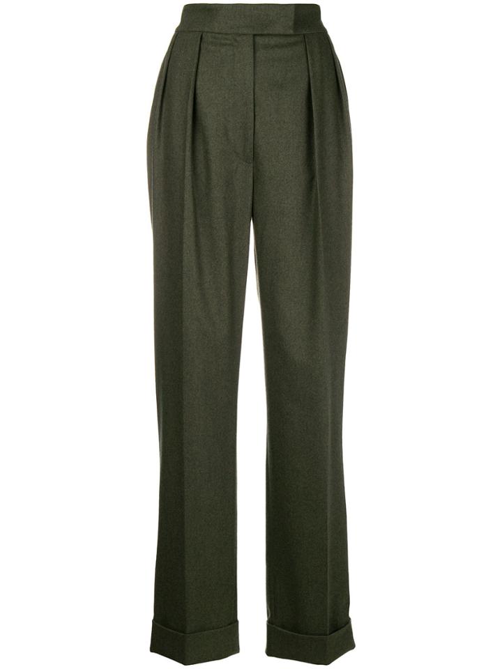Agnona Wide-leg Side Stripe Trousers - Green