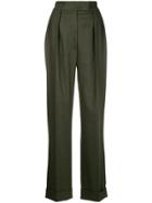 Agnona Wide-leg Side Stripe Trousers - Green