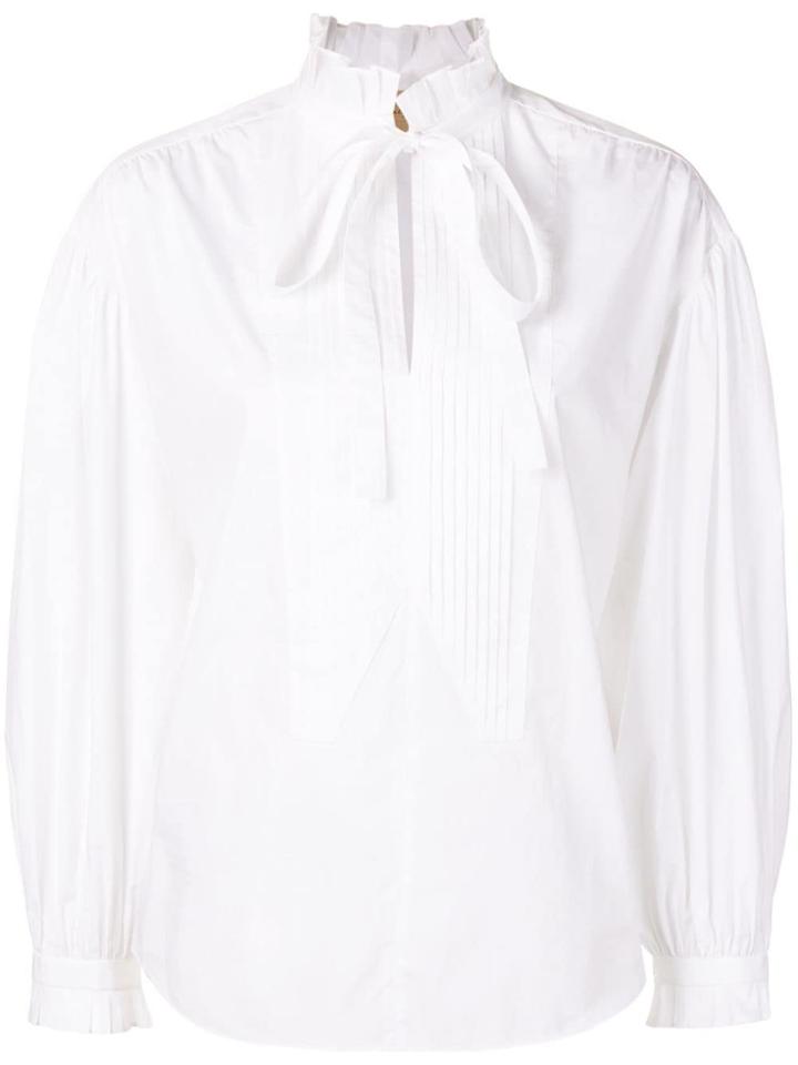 Burberry Tie Neck Shirt - White