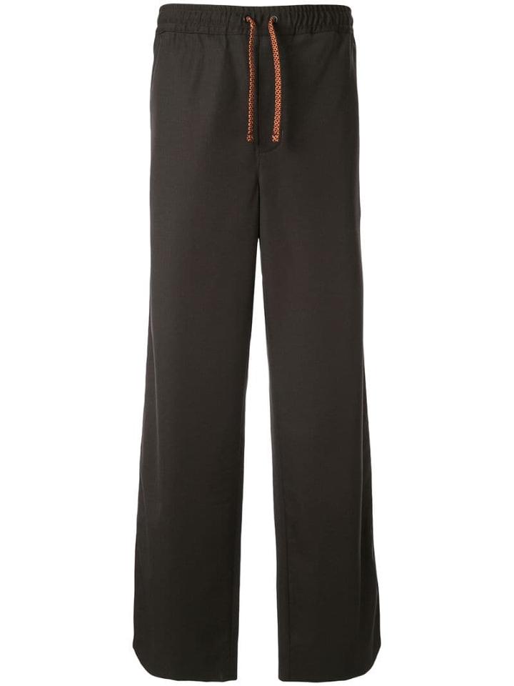Qasimi Side Stripe Straight Trousers - Brown