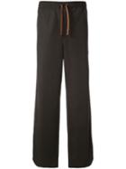 Qasimi Side Stripe Straight Trousers - Brown