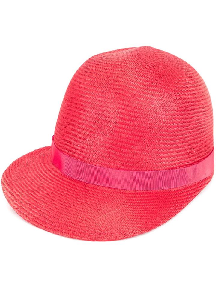 Borsalino Ribbon Trimmed Cap - Red
