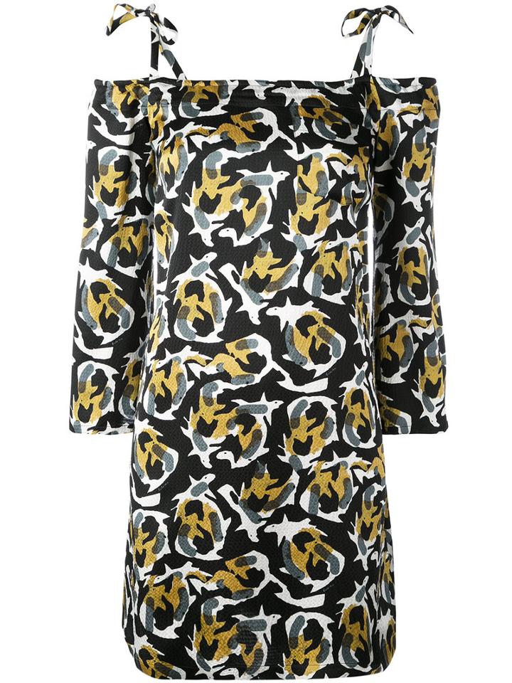 L'autre Chose - Strappy Off-shoulders Shift Dress - Women - Silk - 40, Black, Silk