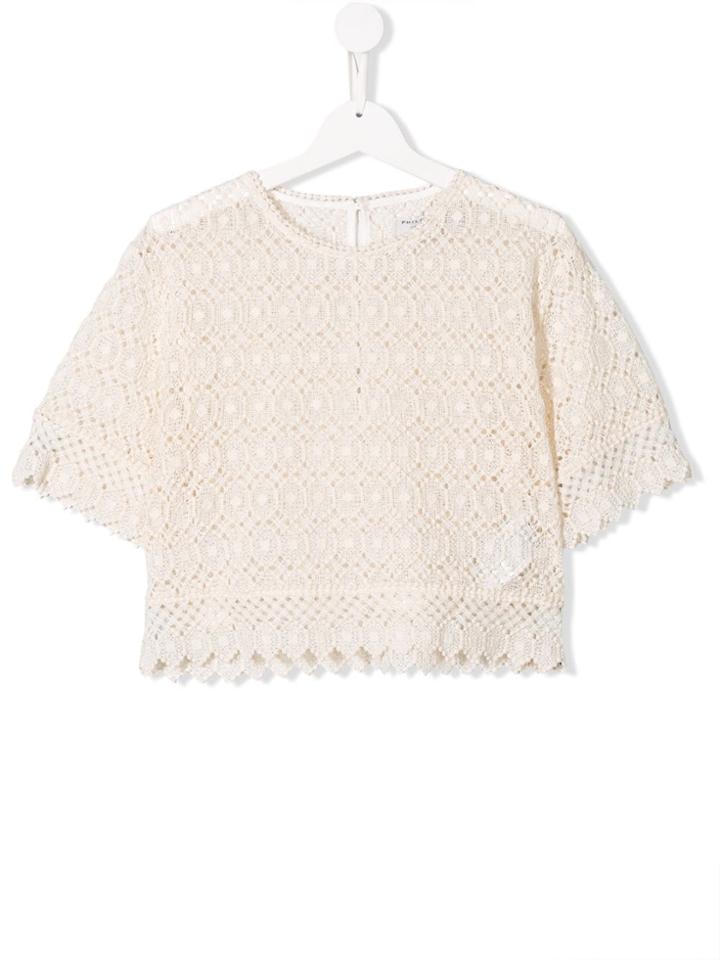 Philosophy Di Lorenzo Serafini Kids Lace Knit Top - Neutrals