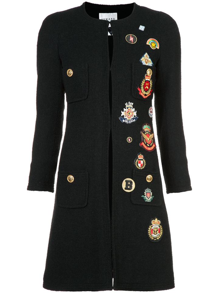 Edward Achour Paris Multi Patch Coat - Black