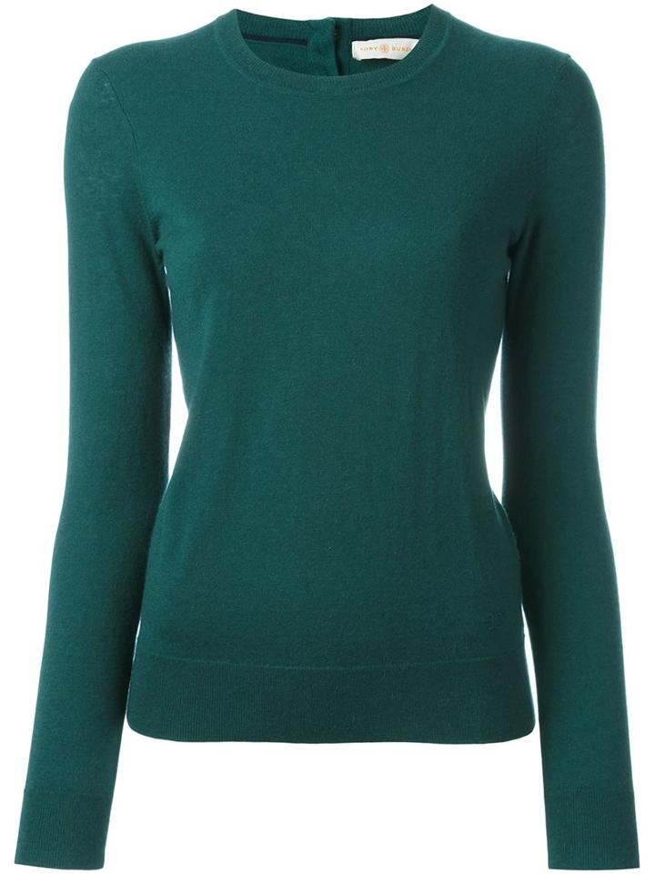 Tory Burch Crew Neck Jumper, Women's, Size: Xs, Green, Cashmere
