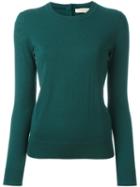 Tory Burch Crew Neck Jumper, Women's, Size: Xs, Green, Cashmere