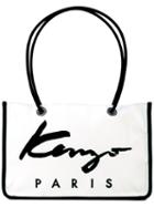 Kenzo - Shopping Bag - Women - Cotton/calf Leather/nylon - One Size, Women's, White, Cotton/calf Leather/nylon