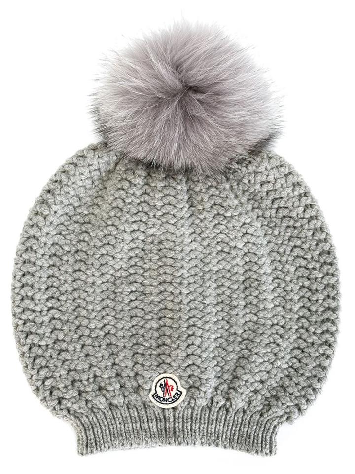 Moncler Bobble Top Beanie, Women's, Grey, Polyamide/viscose/cashmere/wool