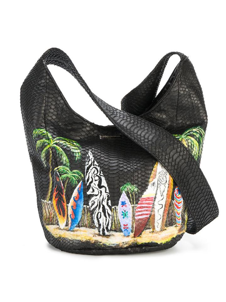 Elisabeth Weinstock - Malibu Surf Shoulder Bag - Women - Leather/watersnake Skin - One Size, Women's, Black, Leather/watersnake Skin
