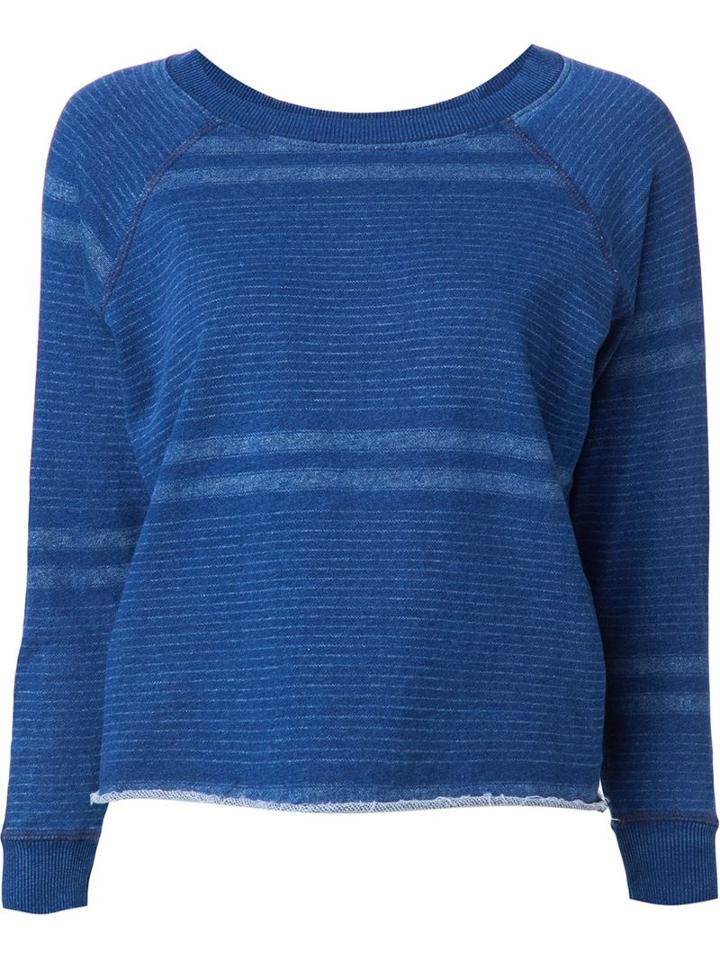 Nsf Frayed Hem Striped Boat Neck Jumper