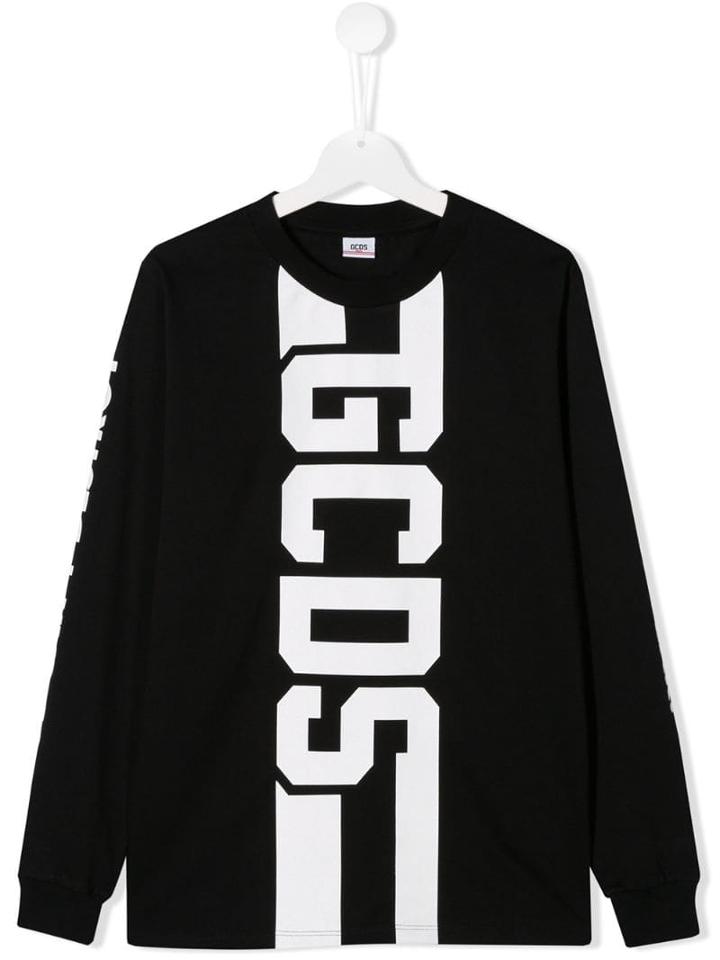Gcds Kids Logo Print T-shirt - Black