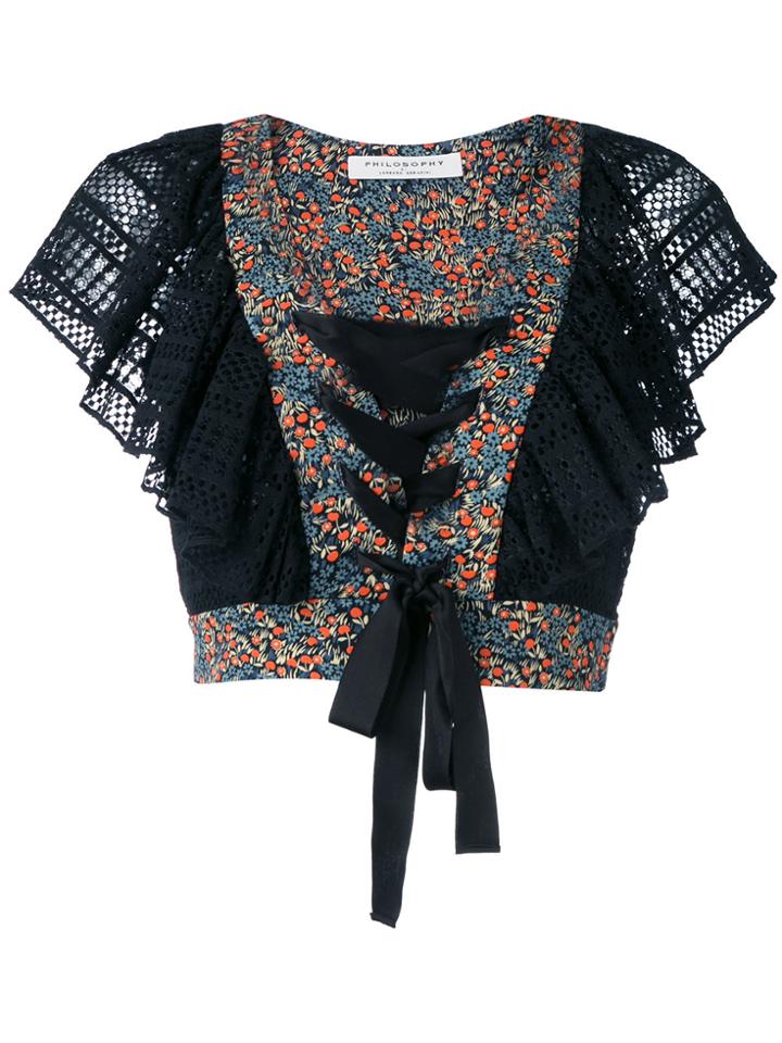 Philosophy Di Lorenzo Serafini Cropped Lace-up Top - Black
